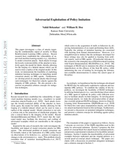 Adversarial Exploitation of Policy Imitation