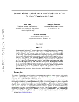 Depth-Aware Arbitrary Style Transfer Using Instance Normalization