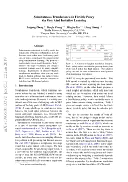 Simultaneous Translation with Flexible Policy via Restricted Imitation
  Learning