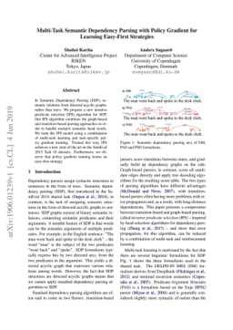 Multi-Task Semantic Dependency Parsing with Policy Gradient for Learning
  Easy-First Strategies