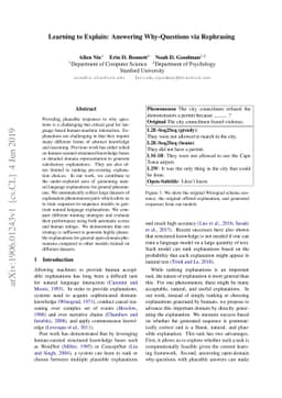 Learning to Explain: Answering Why-Questions via Rephrasing