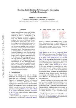 Boosting Entity Linking Performance by Leveraging Unlabeled Documents