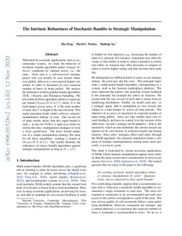 The Intrinsic Robustness of Stochastic Bandits to Strategic Manipulation
