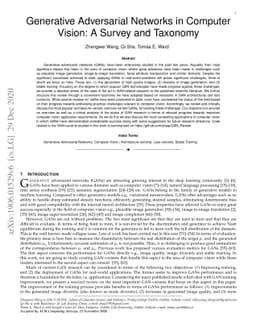 Generative Adversarial Networks in Computer Vision: A Survey and
  Taxonomy