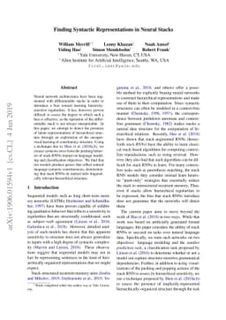 Finding Syntactic Representations in Neural Stacks