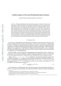 Confidence Regions in Wasserstein Distributionally Robust Estimation