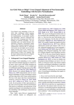 Are Girls Neko or Shōjo? Cross-Lingual Alignment of Non-Isomorphic
  Embeddings with Iterative Normalization