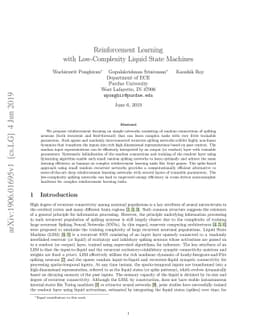 Reinforcement Learning with Low-Complexity Liquid State Machines