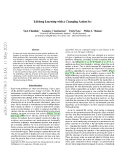 Lifelong Learning with a Changing Action Set