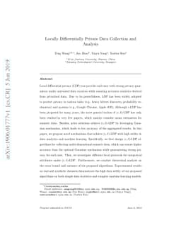 Locally Differentially Private Data Collection and Analysis