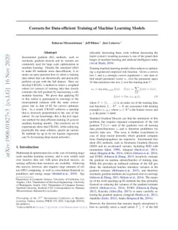Coresets for Data-efficient Training of Machine Learning Models