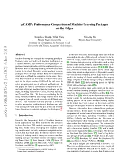 pCAMP: Performance Comparison of Machine Learning Packages on the Edges