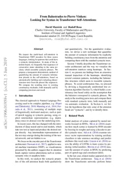 From Balustrades to Pierre Vinken: Looking for Syntax in Transformer
  Self-Attentions