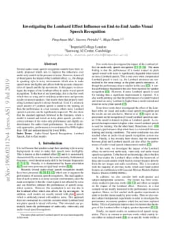 Investigating the Lombard Effect Influence on End-to-End Audio-Visual
  Speech Recognition