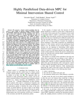 Highly Parallelized Data-driven MPC for Minimal Intervention Shared
  Control