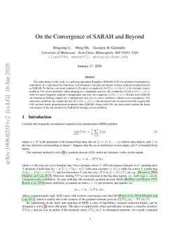 On the Convergence of SARAH and Beyond