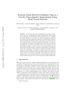 Extreme Points Derived Confidence Map as a Cue For Class-Agnostic
  Segmentation Using Deep Neural Network
