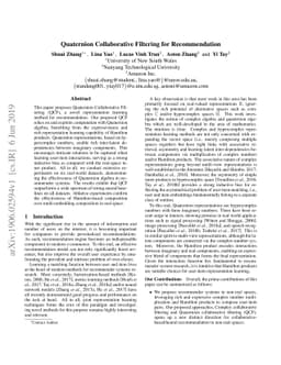 Quaternion Collaborative Filtering for Recommendation