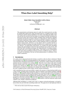 When Does Label Smoothing Help?