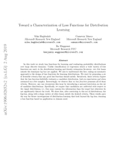 Toward a Characterization of Loss Functions for Distribution Learning