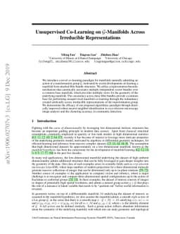 Unsupervised Co-Learning on $\mathcal{G}$-Manifolds Across Irreducible
  Representations