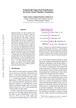 Syntactically Supervised Transformers for Faster Neural Machine
  Translation
