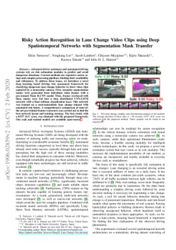 Risky Action Recognition in Lane Change Video Clips using Deep
  Spatiotemporal Networks with Segmentation Mask Transfer