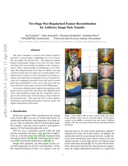 Two-Stage Peer-Regularized Feature Recombination for Arbitrary Image
  Style Transfer