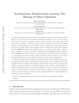 Non-Stationary Reinforcement Learning: The Blessing of (More) Optimism