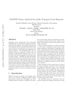FASTER: Fusion AnalyticS for public Transport Event Response