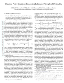 Classical Policy Gradient: Preserving Bellman's Principle of Optimality