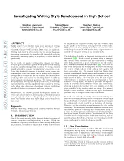 Investigating Writing Style Development in High School