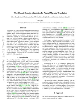 Word-based Domain Adaptation for Neural Machine Translation