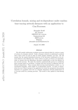 Correlation bounds, mixing and m-dependence under random time-varying
  network distances with an application to Cox-Processes