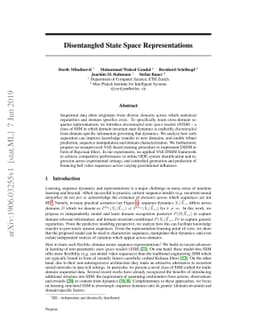 Disentangled State Space Representations