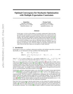 Optimal Convergence for Stochastic Optimization with Multiple
  Expectation Constraints