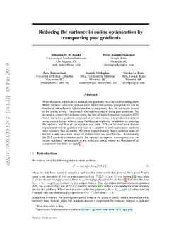 Reducing the variance in online optimization by transporting past
  gradients