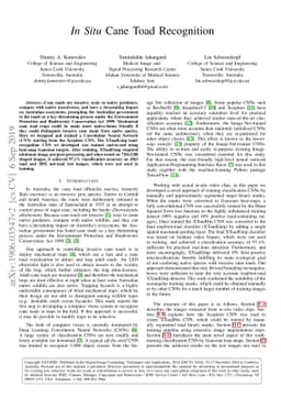 In Situ Cane Toad Recognition
