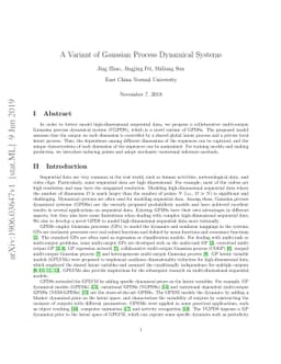 A Variant of Gaussian Process Dynamical Systems