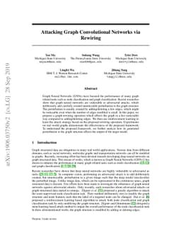Attacking Graph Convolutional Networks via Rewiring