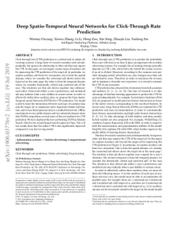 Deep Spatio-Temporal Neural Networks for Click-Through Rate Prediction