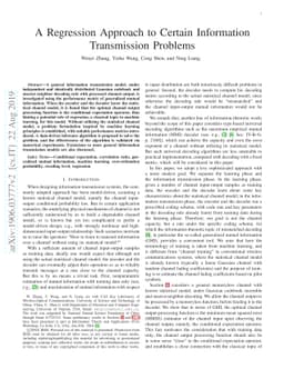 A Regression Approach to Certain Information Transmission Problems