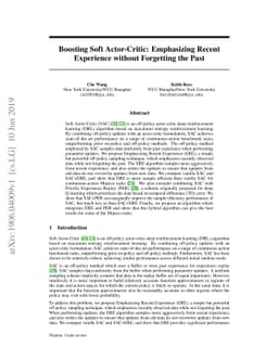 Boosting Soft Actor-Critic: Emphasizing Recent Experience without
  Forgetting the Past