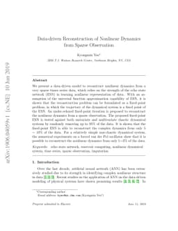 Data-driven Reconstruction of Nonlinear Dynamics from Sparse Observation