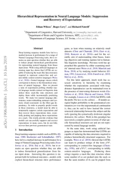 Hierarchical Representation in Neural Language Models: Suppression and
  Recovery of Expectations
