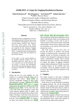 AGRR-2019: A Corpus for Gapping Resolution in Russian