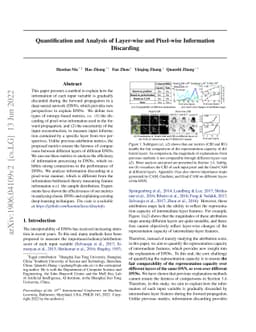 Quantification and Analysis of Layer-wise and Pixel-wise Information
  Discarding