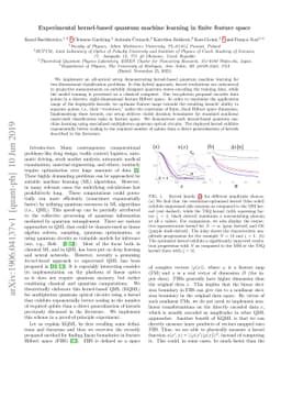 Experimental kernel-based quantum machine learning in finite feature
  space