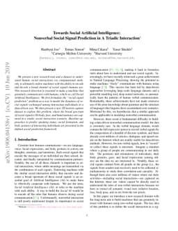 Towards Social Artificial Intelligence: Nonverbal Social Signal
  Prediction in A Triadic Interaction