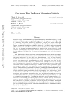 Continuous Time Analysis of Momentum Methods